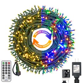 Haynery Color Changing Christmas String Lights Outdoor Indoor 11 Modes, 108FT 300 LEDs Warm White Multi Color Fairy Lights, End to End Connectable Waterproof Christmas Tree Lights with Timer Remote