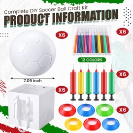 JolliLudo 6 Pack Paint Your Own Ball with Washable Markers, Custom Color with Pump, DIY Gifts Craft Kit for Party Indoor Outdoor (Soccer)