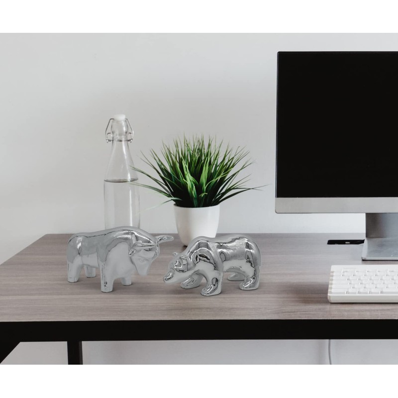 FeinKnick Ceramic Sculpture Bull and Bear - Office Decorative Figures