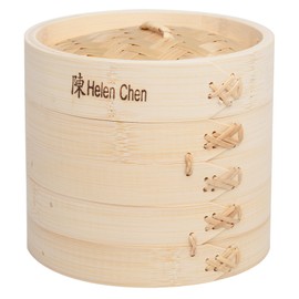 Helen's Asian Kitchen Bamboo Food Steamer with Lid - 100% Natural Bamboo - Basket Steamers for Cooking Dumplings, Dim Sum, Veggies, Fish, Meat - Preserve Nutrients & Flavors - 6-Inch