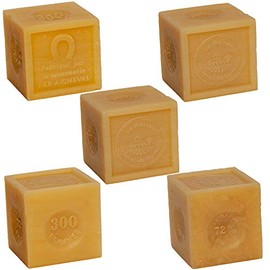 Savon de Marseille - French Soap Cube for Laundry and Household Washing - Made with Organic Vegetable Oil - 300 Gram Cubes - Set of 5