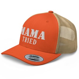 RIVEMUG NG Mama Tried Curved Bill Trucker Hat Mid Crown Adjustable Funny Cap
