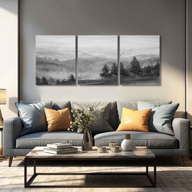 SOUGUAN Canvas Wall Art Black Paintings for Bedroom Forest Picture Prints on Canvas Home Decor for Bathroom Office Kitchen 12"x 16" x 3 Piece