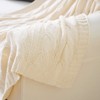 Battilo Soft Knitted Dual Cable Throw Blanket 50" 60" (Cream)