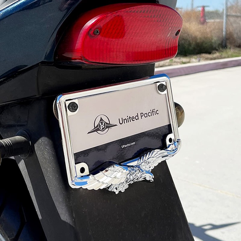 United Pacific 50118 Diecast Chrome Soaring Eagle Motorcyle License Plate