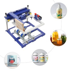 Cylindrical Screen Printing Machine,Manual Cylinder Bottle Cup Press Printing Printer Surface Curved Screen Printing Machine for Pen Bottle Mug Cup