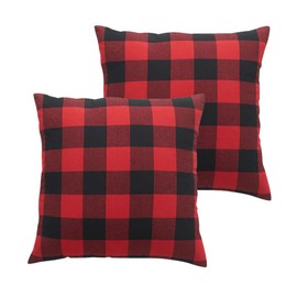 Siticoto Red and Black Buffalo Check Plaid Throw Pillow Covers, Set of 2 Christmas Decorative Throw Pillow Covers 18 x 18 Pillowcase Outdoor Cushion Cover for Sofa Car Bedroom Home