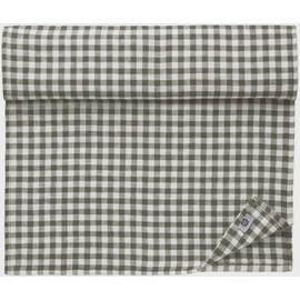 Linen & Cotton Rustic Table Runner Estella - 100% Linen, White Grey (40 x 100 cm) Small Chequered Washable Table Linen Decoration for Home Country Cottage Dining Coffee Table Spring Easter Feast