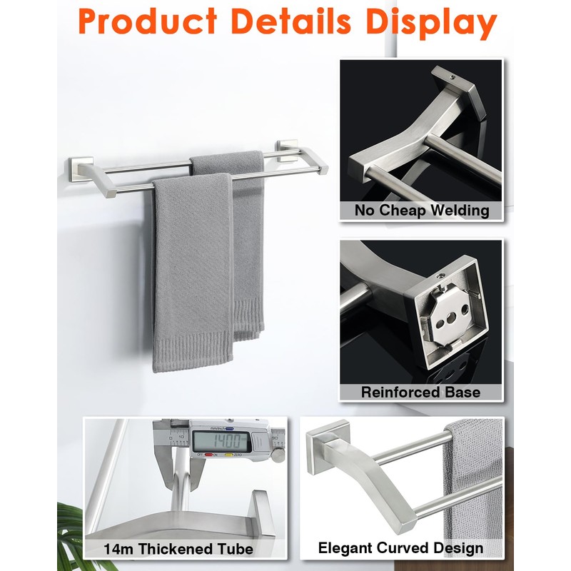Alise Bath Double Towel Bars Towel Racks for Bathroom,Wall Mount