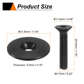 sourcing map 1 1/4" OD Bicycle Headset Stem Top Cap Aluminum Alloy Cycling Headset Cover Stem with M6 Bolt for MTB Bike, Black