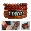 Ipetboom 4pcs Braided Adjustable Leather Bracelet Set for Men and