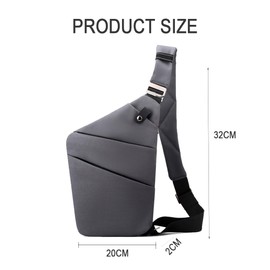 Vocridy Chest Bag Shoulder Bag for Men Women Anti-Theft Sling Bag Lightweight Crossbody Shoulder Bag for Outdoor Travel, gray
