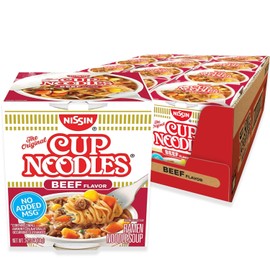 Nissin Cup Noodles Ramen Noodle Soup, Beef, 2.25 Oz (Pack of 12)