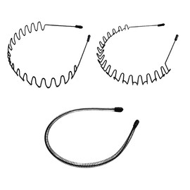 LERNOU Metal Men Headbands Women Hair Bands, Unisex Black Wavy, Daily Outdoor Sports Headbands, Fashion Simple Elastic Non Slip Hair Accessories (3pcs)