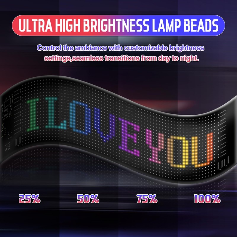 LED Sign for Car,Programmable LED Sign USB 5V Bluetooth Application