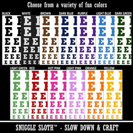 Letter E Uppercase Fun Bold Font Temporary Tattoo Water Resistant Fake Body Art Set Collection - Black (One Sheet)