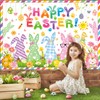 7x5ft Happy Easter Backdrop Cute Easter Bunny Style Colorful Egg