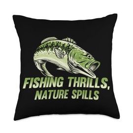 Angler, Fischer, Angel Fish Fish Outifts And Gifts Angel, Angler Fisherman Outfit Bass Fishing Throw Pillow, 18x18, Multicolor