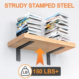 Floating Shelf Bracket 12 Inch, 6 Pack Heavy Duty Shelf Brackets, Black Wall Shelf Bracket for DIY Decorative with Mounting Hardware