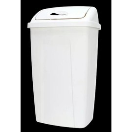 Mainstays 13 Gallon Trash Can, Plastic Swing Top Kitchen Trash Can, White - Color: White