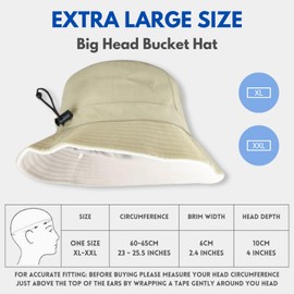 OZ SMART Australia Winter Big Head Bucket Hat with Inner Fleece, Men/Women Wide Brim Bucket Hat for Fishing Camping with Chin Strap UPF 50 UV Khaki