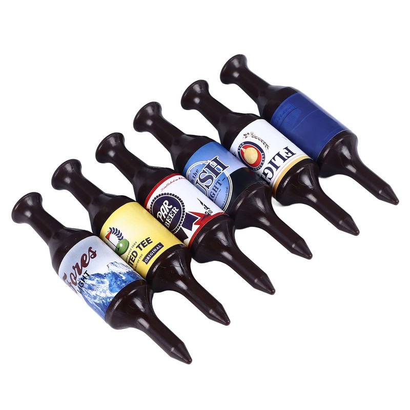 6PCS Mini Beer Bottle Golf Tees Plastic Funny Golfing Tees