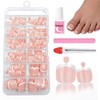 French Tip False Toenails Set - 120Pcs Nude Pink Fake