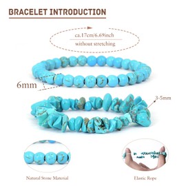 GoPaw Pack of 2 Stretch Bracelets Made of Real Natural Stone Beads, 6 mm Bracelet Healing Stones Women, Gemstone Bracelets, Women's Pearl Bracelet, Yoga Bracelet for Women, Girls, One size, Gemstone