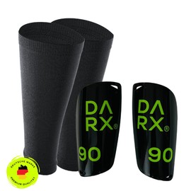 DARX® - Innovative Shin Pads Set - Lightweight Shin Pads I Special Protector Holder - Perfect Hold without Tape or Velcro for Children - Teenagers - Adults - M Neon Green