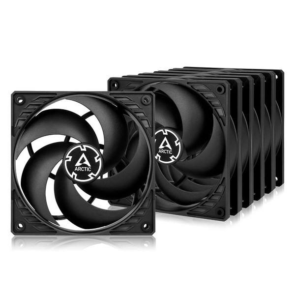 ARCTIC P12 PWM PST (5 Pack) - 120 mm Case Fan, PWM Sharing Technology (PST), Pressure-optimised, Quiet Motor, Computer, 200-1800 RPM - Black