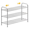 SKIKEN 3-Tier Stainless Steel Shoe Rack - 4-Rod Extendable &