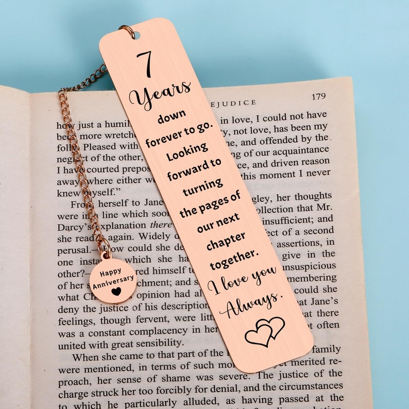 Copper Anniversary Bookmark Gifts for Her Him 7 Year Copper