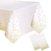 Jepeux 2 packaging white and gold plastic tablecloth, 54 inch