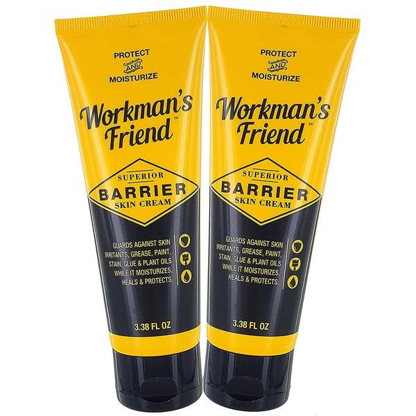 Workman's Friend Barrier Working Hand Cream - Moisturizes & Provides Superior Hands Skin Barrier Protection From Grease, Glue, Dirt, Paint and Oils - 3.38 ounces, 2 Pack
