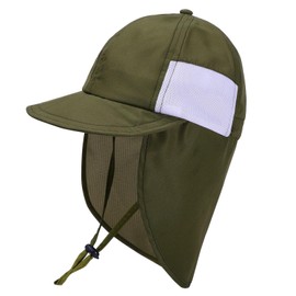 Baby Sun Hat with Neck Flap UPF 50+ Infant Toddler Boys Girls Summer Beach Hat for Traveling Swim Fishing Cap Army Green