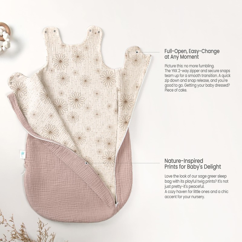 lulumoon Sleep Sack Muslin for Baby: Cotton Wearable Blanket for