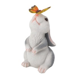 Bunny Outdoor Garden Statues Resin 600mAh Warm Light Rabbit with Solar Butterfly Changing Lights for Yard Lawn Garden