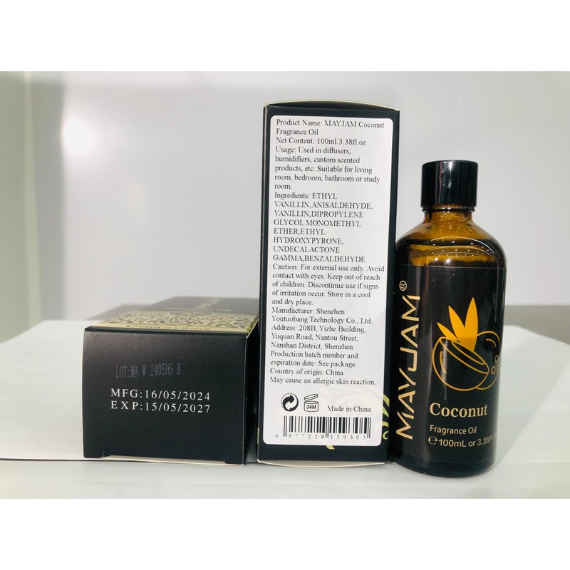 MAYJAM 100ML/3.38FL.OZ Coconut Fragrance Oils with Glass Dropper, Essential Oils
