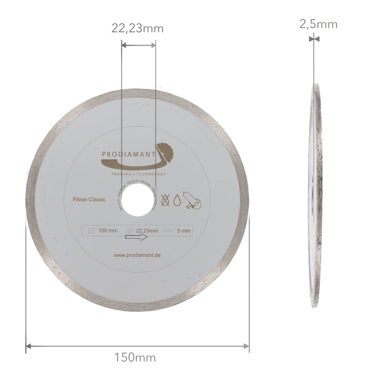 PRODIAMANT Diamond Cutting Disc Tile 150 mm x 22.2 mm