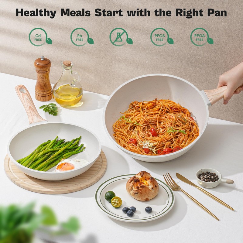 13 Pcs Pots and Pans Set, Nonstick Cookware Sets White