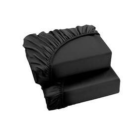 Ev Dekor Double Fitted Sheet Soft 100% Microfiber 40cm extra deep fitted bed sheets - bedsheets bottom sheet - Black (137 x 190) Cm