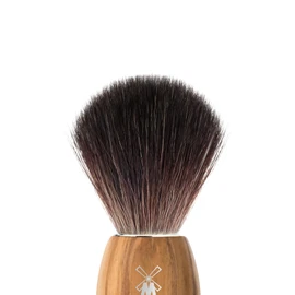MÜHLE Vivo Shaving Brush - Shaving Brush Made of Black Fibre - Handle Made of Elegant Olive Wood and Chrome-Plated Metal Accents - Vegan