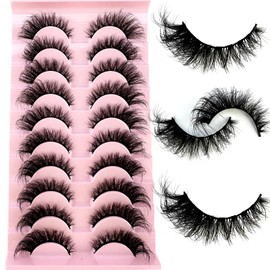 New Hot 10Pairs Fox Eye Eyelashes Cat Eye Lashes Winged End Eye Elongated Eyelashes Fluffy Soft Natural Long Faux Mink Fake Lashes (10PairsW47)