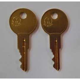 Generic 2 Replacement Keys Cut to Key Code PRM501 for SnugTop Camper or Timeline Pickup/RV Topper Pop Out T-Handle. (only for T-Handles), Brass