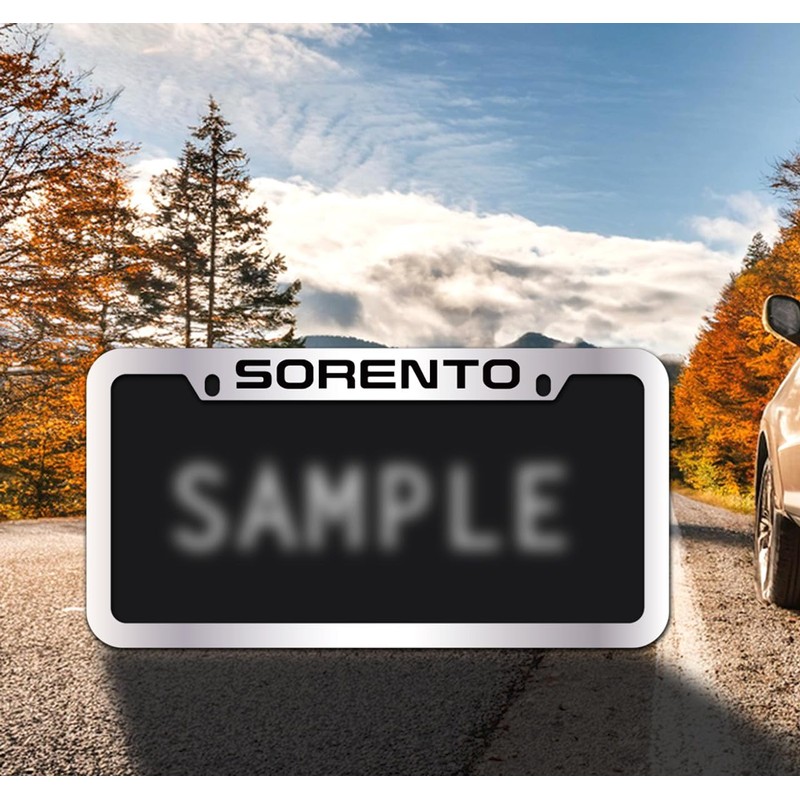 Kia Sorento License Plate Frame Chrome Plated Metal Bottom Notched