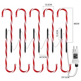 10 sets of Christmas candy path marker lights,Christmas candy cane path markers, LED courtyard lawn path markers, waterproof Christmas decoration lights for garden terrace decorative pile paths