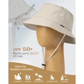 Creekstone Waterproof Bucket Hat Rain Hat Sun Hats for Women Men UV Protection Packable Summer Hat UPF50 Hiking Fishing Hat (UK, Alpha, One Size, Beige)