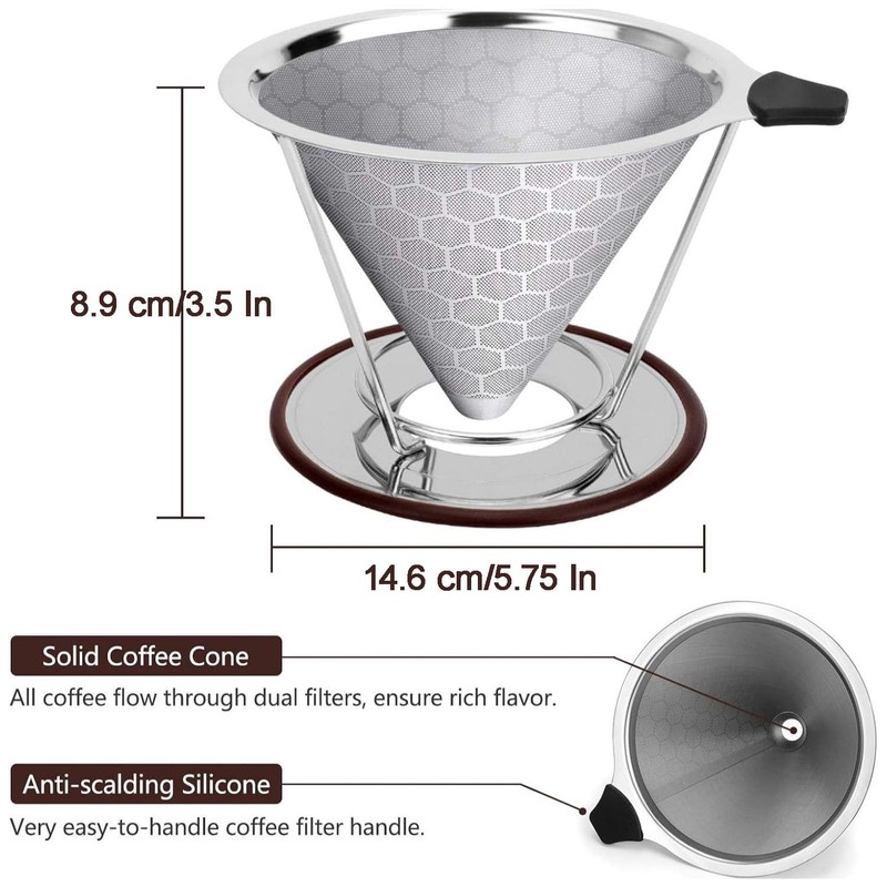 Permanent Coffee Filter, Stainless Steel, Paper-Free Coffee Filter, Ideal Coffee