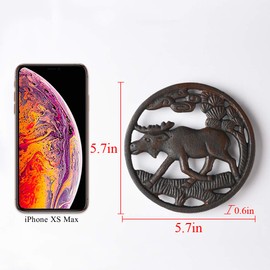 BRASSTAR Cast Iron Bull Pot Trivet Decorative Rusted Design Recycled Metal Hot Dishes Stands Holders For Kitchen Counter Dining Table Plant Pots Vintage Rustic Artisan Design PTZD008