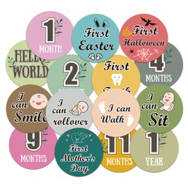 Baby Monthly Cards 15PCS Colorful Double Side Printed Baby Milestone Cards 30 Unique Designs for Newborn Girls and Boys Photo Props (Style1)